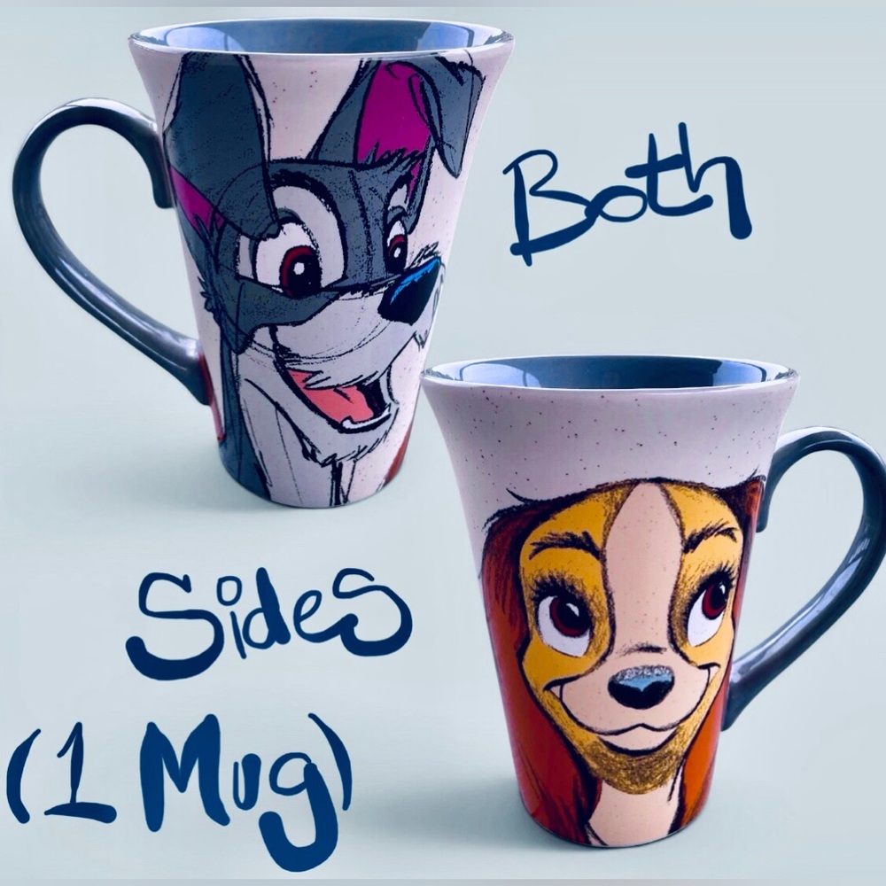Disney Lady and the Tramp Tall Ceramic Mug 5.5 inch cup Pre-owned